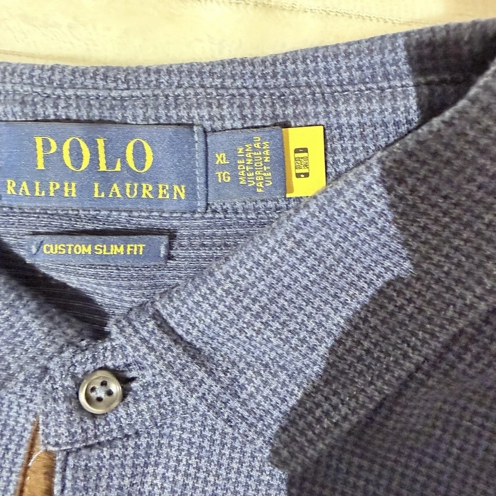 Polo Ralph Lauren Long Sleeve Custom Slim Fit Soft Touch Jersey Navy Polo Sz L